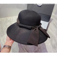 Reasonable Price Chanel Straw Wide Brim Hat 040113 Black 2022
