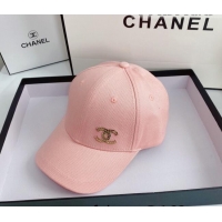 Good Product Chanel Sequins CC Canvas Baseball Hat 0401125 Pink 2022