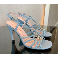 Durable Gucci Isa High Heel Sandals 9cm with Crystal GG Blue 102109