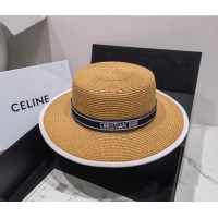 Good Product Chanel Straw Wide Brim Hat 043005 Khaki 2022