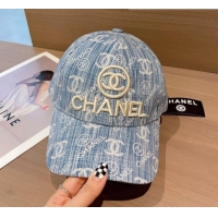 Super Quality Chanel Washed Denim Baseball Hat 060224 Blue 2022