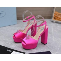 Best Price Prada Silk High Heel Platform Sandals 13cm Dark Pink 0909116