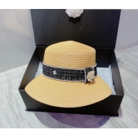 Inexpensive Chanel Starw Wide Brim Hat 0727 Khaki 2022