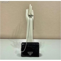 Super Quality Prada Crystal-studded card holder with shoulder strap 1MR024 black