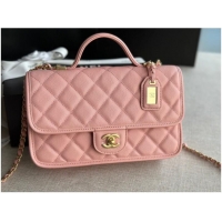Most Popular Chanel SMALL FLAP BAG WITH TOP HANDLE AS3653 pink