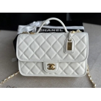 Promotional Chanel SMALL FLAP BAG WITH TOP HANDLE AS3653 white
