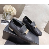 Perfect Chanel Calfskin Loafers with CHANEL Metal Black 082737