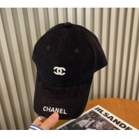 Buy Inexpensive Chanel Corduroy Baseball Hat 101984 Black 2022