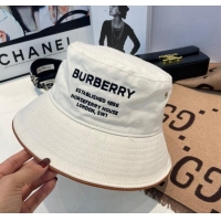 Super Quality Burberry Cotton Bucket Hat 1109 White/Brown 2022