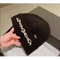 Good Product Miu Miu Knit Hat with Pearl and Stone Charm M22620 Black 2022