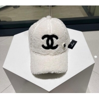 Reasonable Price Chanel Teddycloth Baseball Hat 112279 White 2022