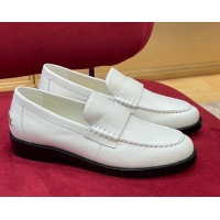 Top Grade Chanel Shiny Calfskin Loafers G39190 White
