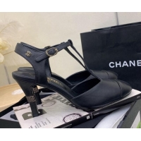 Top Design Chanel Lambskin High Heel Pumps Open Shoes 8.5cm G39402 Black