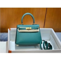 Famous Brand Hermes Kelly 20cm Shoulder Bags Epsom KL2750 Lake green&gold