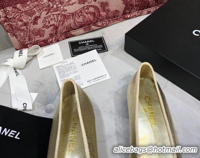 Fashion Chanel Calfskin Classic Ballerinas Gold 101356