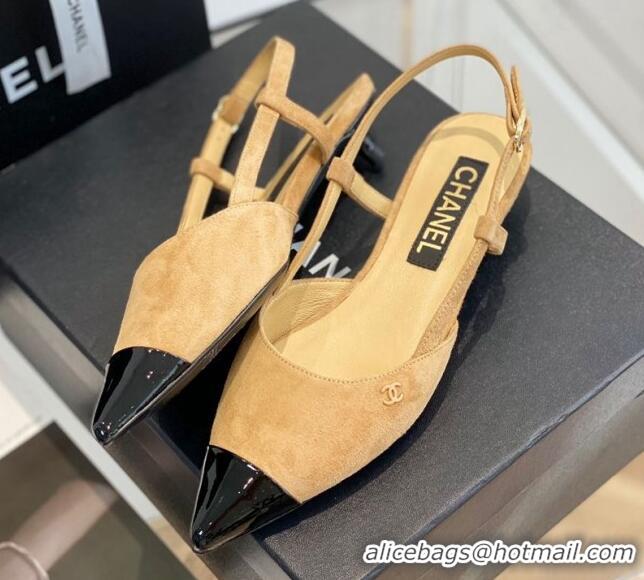 Discount Chanel Suede Slingbacks 2.5cm with Thin Heel G39537 Brown