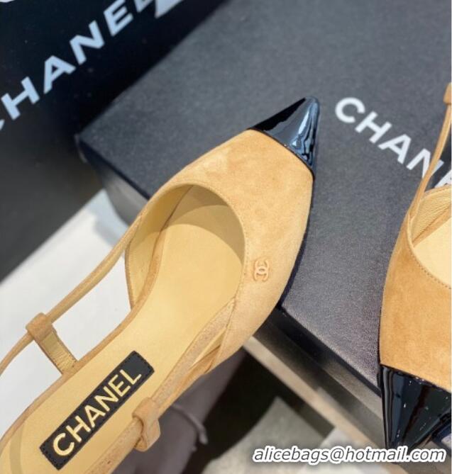 Discount Chanel Suede Slingbacks 2.5cm with Thin Heel G39537 Brown