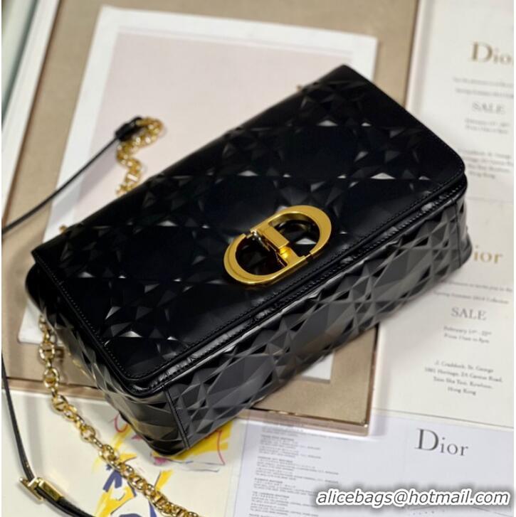 Famous Brand MEDIUM DIOR CARO BAG Cannage Calfskin with Diamond Motif M9241UW black&gold