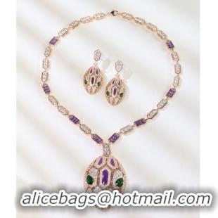 Reasonable Price BVLGARI Necklace & Earrings One Set BNE11244