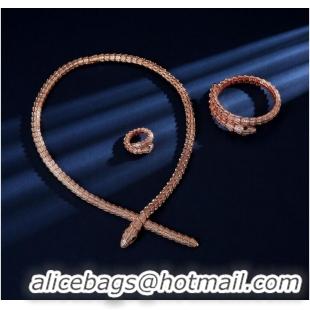 Top Quality BVLGARI Necklace&Bracelet &Ring One Set BNE11246