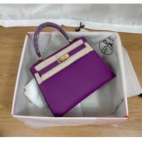 Good Taste Hermes Kelly 25cm Shoulder Bags Epsom KL2755 purple&gold-Tone Metal