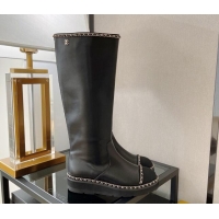 Hot Style Chanel Lambskin High Boots with Chain Trim Black 112830