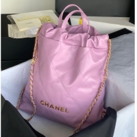 Grade Quality LARGE BACK PACK CHANEL 22 AS3313 Lavender&GOLD