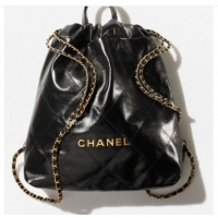 Famous Brand LARGE BACK PACK CHANEL 22 AS3313 BLACK&GOLD