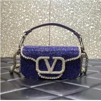 Popular Style Valentino MINI LOCO imitation crystal shoulder bag WB0K55 Purple