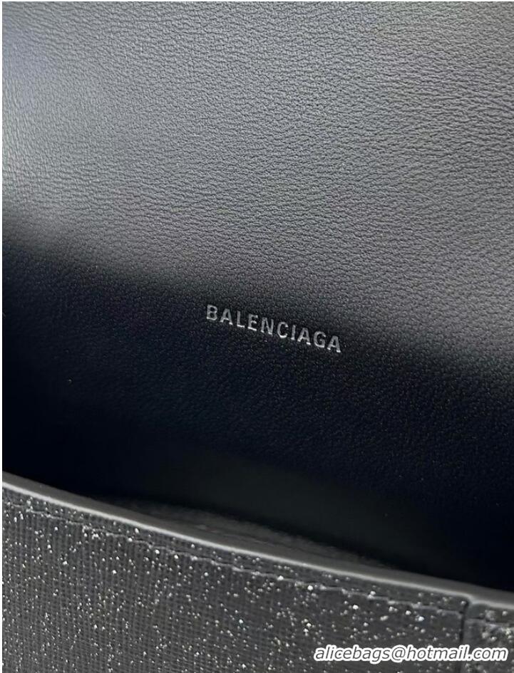 Shop Promotional Balenciaga WOMENS HOURGLASS XS HANDBAG IN SPARKLING FABRIC 592833 IN BLACK