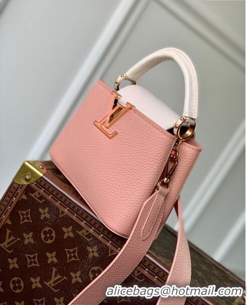 Famous Brand Louis Vuitton Capucines Mini Bag in Calfskin and Snake Leather M21150 Pink 2023