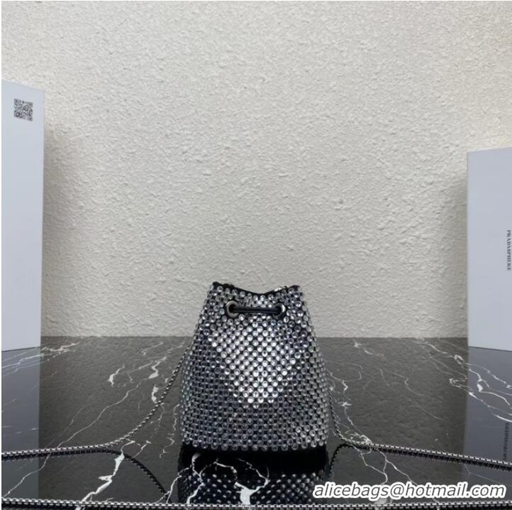 Promotional Prada Satin nano-bag with crystals 1NR016 black
