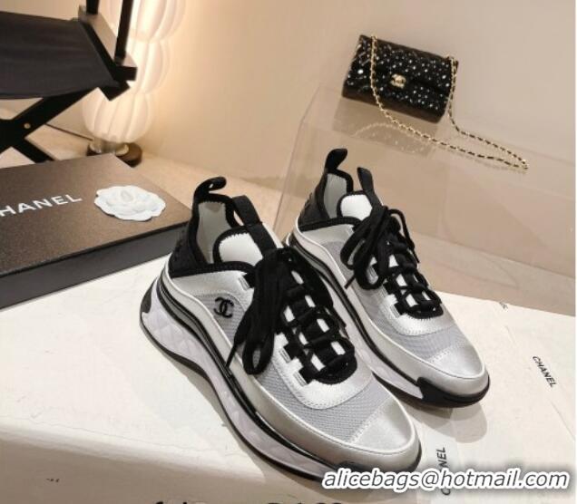 Best Grade Chanel Mesh & Suede Sneakers G39070 Silver 012909