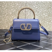 Shop Grade VALENTINO VSLING SMALL LOCO imitation crystal shoulder bag WB0F53NQ blue