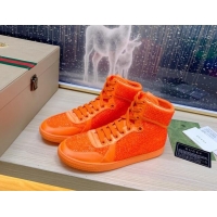 Grade Quality Gucci Crystal Allover and Silk High-top Sneakers Orange 120256