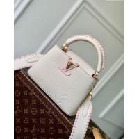 Reasonable Price Louis Vuitton Capucines Mini Bag in Taurillon Calfskin M21127 Cream White/Pink 2023