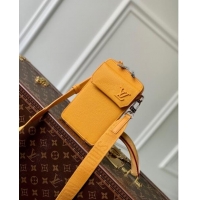 Top Design Louis Vuitton Men's Phone Pouch in Yellow Grained Leather M57089 2023