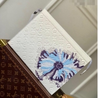 Buy Discount Louis Vuitton LVxYK Pochette Voyage Clutch in White Taurillon Monogram Leather with Flower Print M21681 202