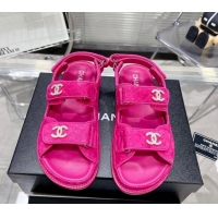 Best Price Chanel Suede Strap Flat Sandals with Crystal CC G35927 Dark Pink 012930