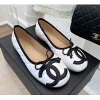 Good Looking Chanel CC Quilted Lambskin Ballerinas White 012956