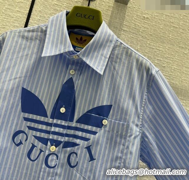 Affordable Price adidas x Gucci Striped Shirt G10980 Blue 2023