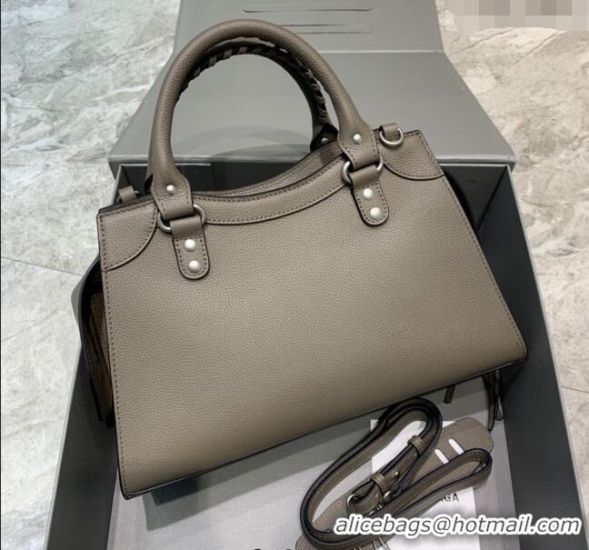 Promotional Balenciaga Neo Classic Small Bag in Grained Calfskin 638511 Khaki Grey/Silver 2021