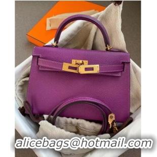 Well Crafted Hermes Original Epsom Leather KEL2278 Purple&gold-Tone