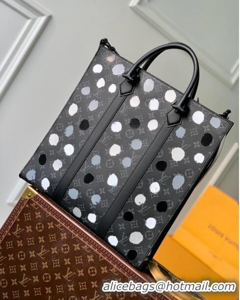 Inexpensive Design Louis Vuitton LVxYK Sac Plat Bag in Monogram Canvas with 3D Painted Dots Print M46404 Black 2023
