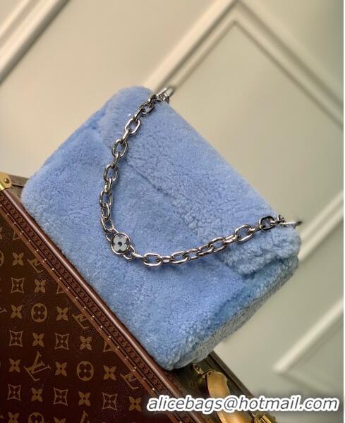 New Fashion Louis Vuitton Twist MM Bag in Blue Shearling M21040 2023