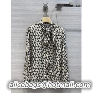 ​Top Quality Valentino Silk Shirt V22313 Beige/Black 2023