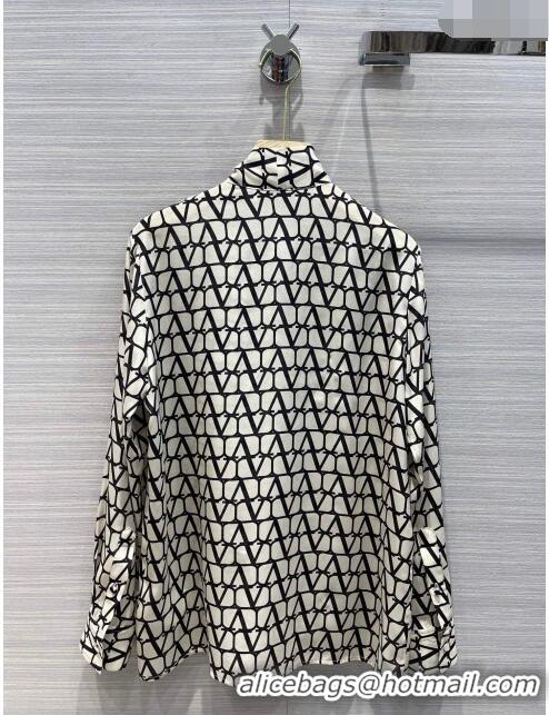 ​Top Quality Valentino Silk Shirt V22313 Beige/Black 2023