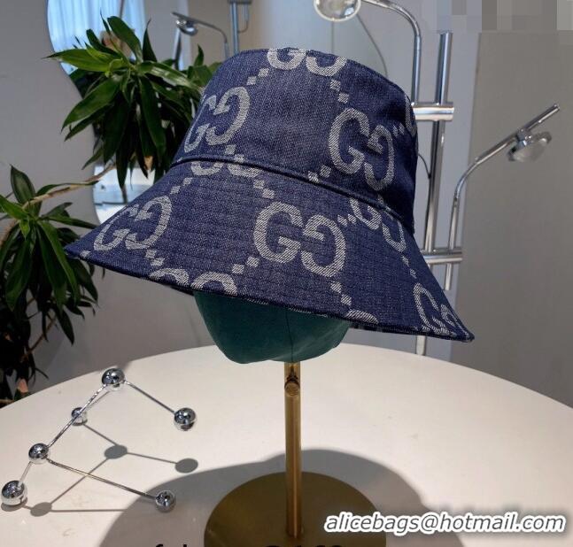 Promotional Gucci GG Denim Bucket Hat 021623 Blue 2023
