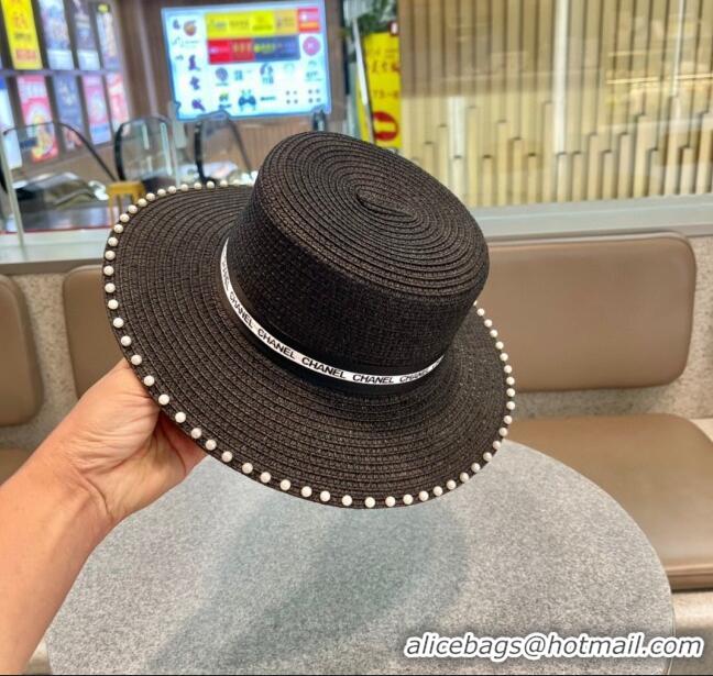 Trendy Design Chanel Straw Hat with Pearl CH22707 Black 2023