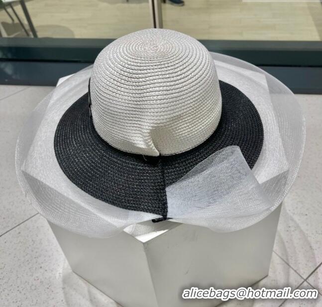 Modern Classic Chanel Straw Hat CH22705 White/Black 2023